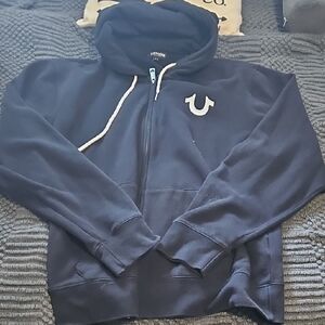 True Religion Men's Black Zip-Up Hoodie Size L